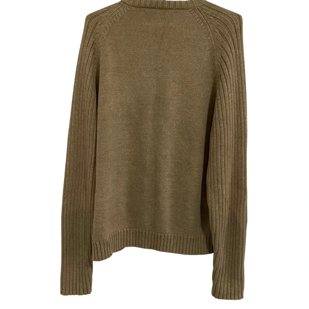 Abercrombie & Fitch V-Neck Sweater Womens XL Preppy Tan Ribbed Knit Long Sleeve